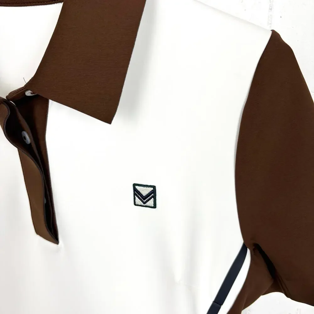 Tory Burch Italian Neoprene Golf Polo Dress ALine Mini Zip Pockets Brown Medium